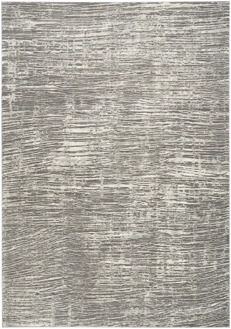 5' X 7' Ivory and Gray Abstract Non Skid Area Rug