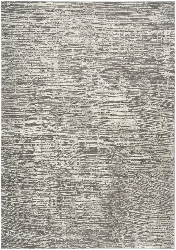 5' X 7' Ivory and Gray Abstract Non Skid Area Rug