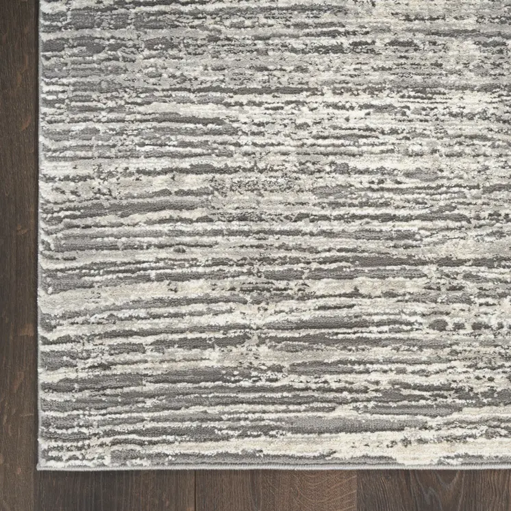 5' X 7' Ivory and Gray Abstract Non Skid Area Rug