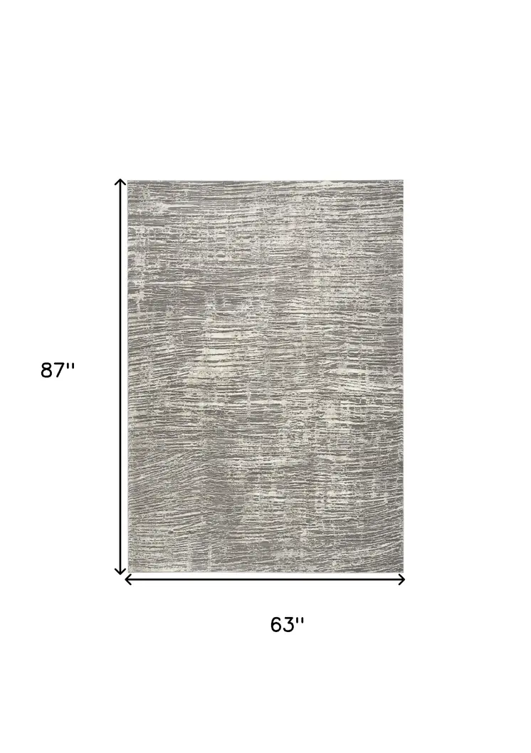 5' X 7' Ivory and Gray Abstract Non Skid Area Rug