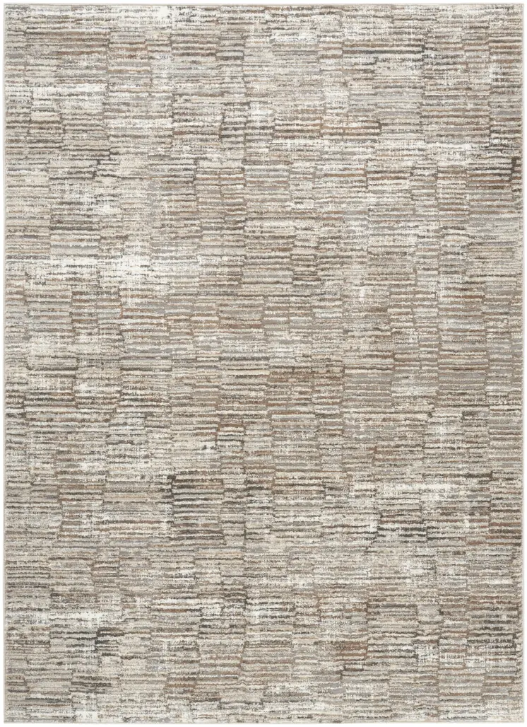 5' X 7' Brown and Ivory Abstract Non Skid Area Rug