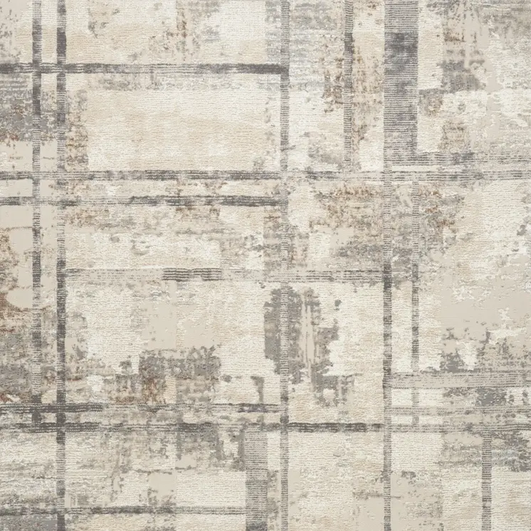 5' X 7' Ivory Gray and Black Abstract Non Skid Area Rug