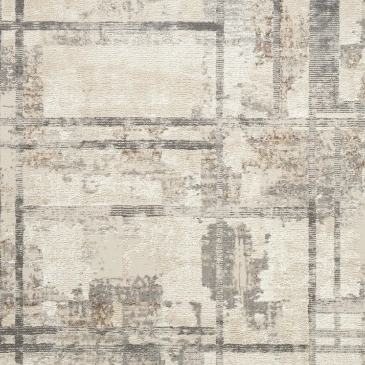 5' X 7' Ivory Gray and Black Abstract Non Skid Area Rug