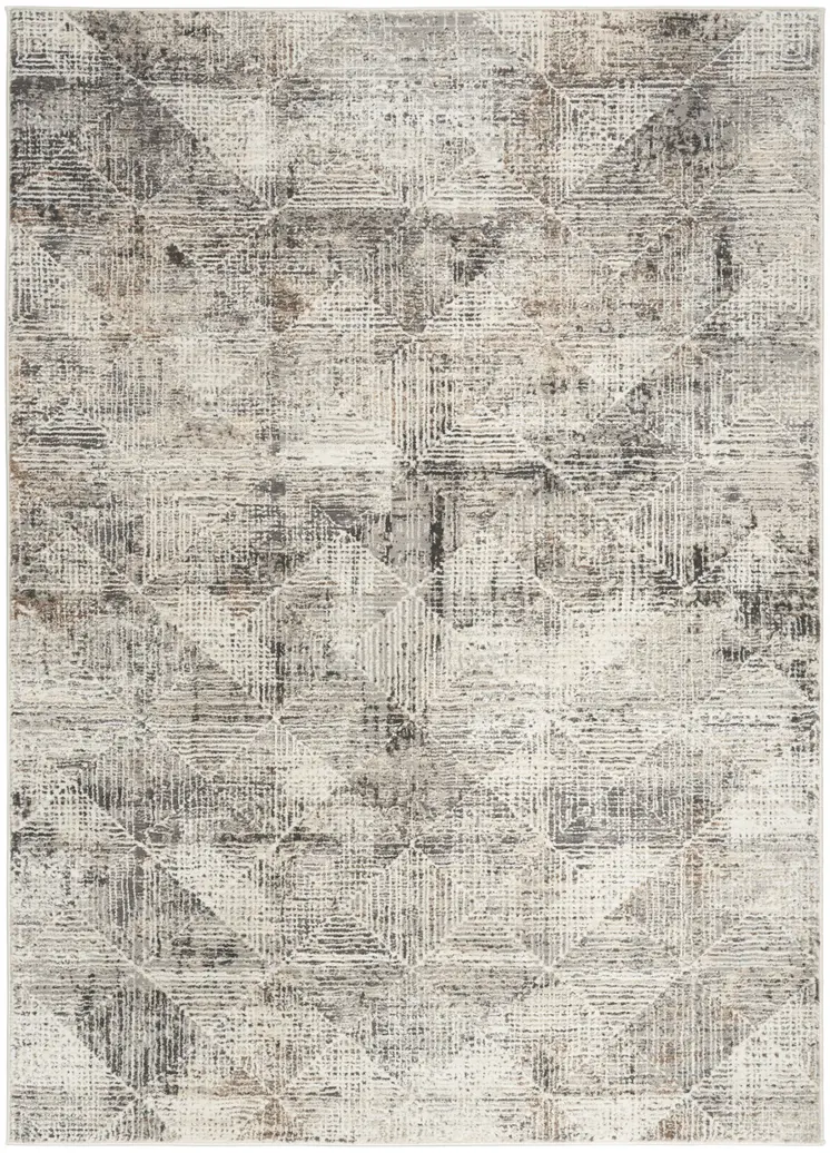 5' X 7' Ivory and Gray Abstract Non Skid Area Rug