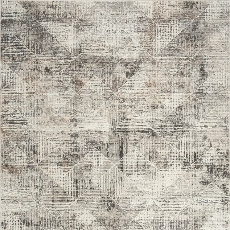 5' X 7' Ivory and Gray Abstract Non Skid Area Rug