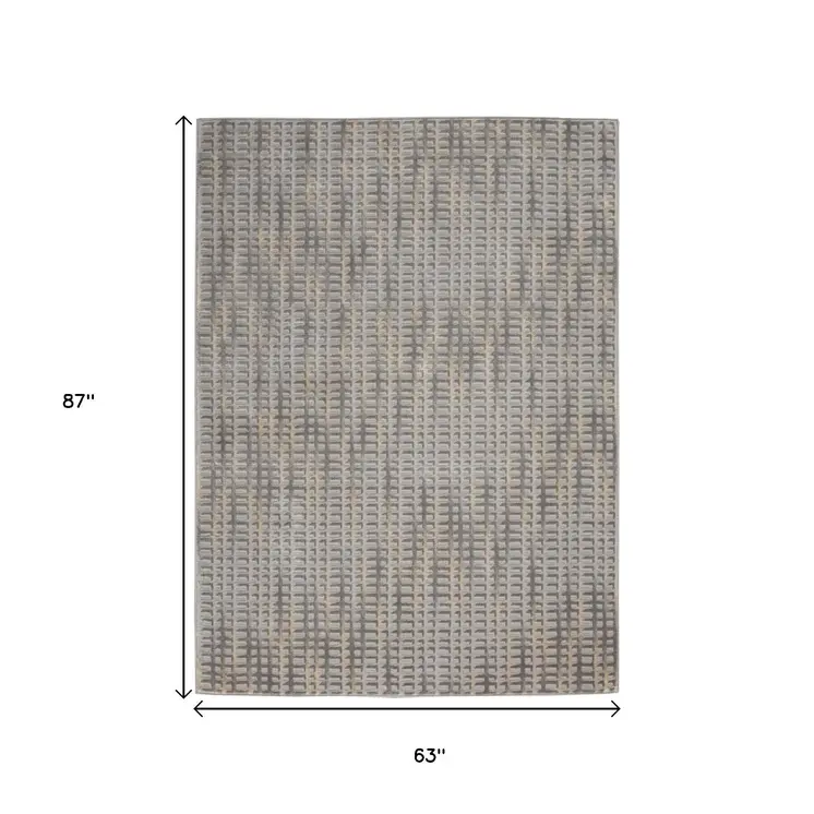 5' X 7' Beige And Gray Abstract Indoor Outdoor Area Rug