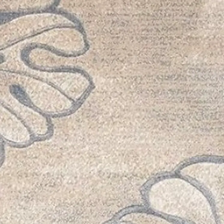 8' Beige and Gray Floral Non Skid Runner Rug