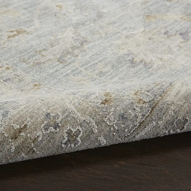 4' X 6' Beige and Blue Floral Power Loom Area Rug