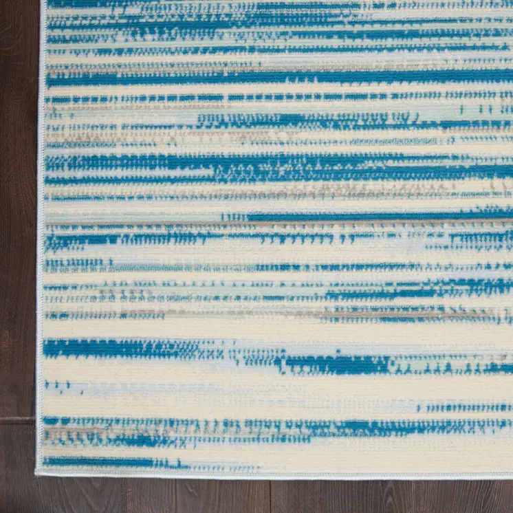 6' X 9' Ivory Blue and Gray Abstract Non Skid Area Rug