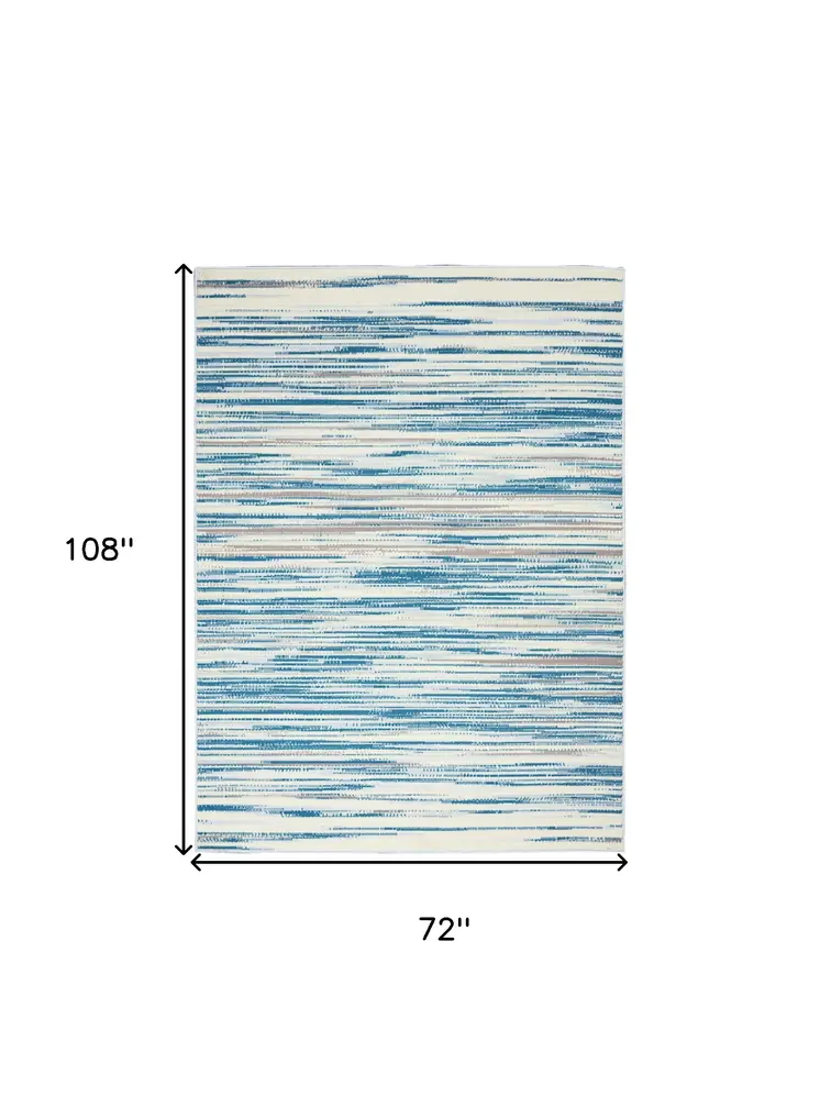 6' X 9' Ivory Blue and Gray Abstract Non Skid Area Rug