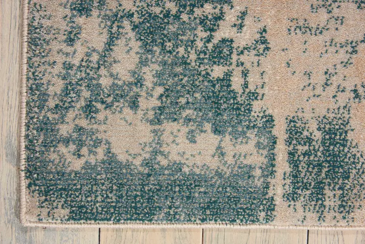 5' X 7' Teal and Ivory Abstract Non Skid Area Rug