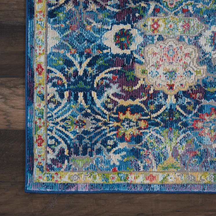 2' X 4' Ivory and Yellow Floral Medallion Distressed Non Skid Area Rug