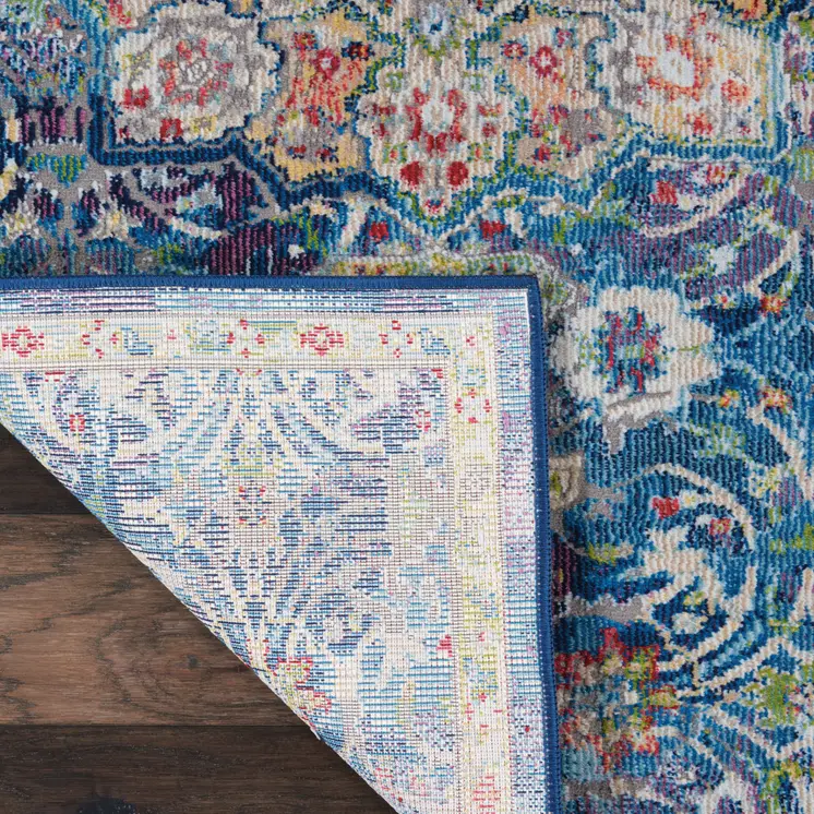 2' X 4' Ivory and Yellow Floral Medallion Distressed Non Skid Area Rug
