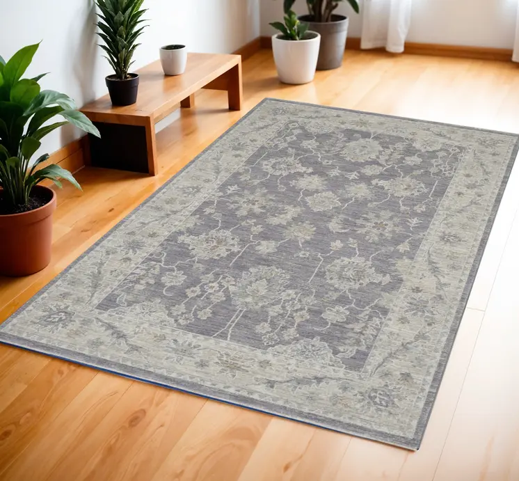 4' X 6' Pink and Ivory Floral Power Loom Area Rug