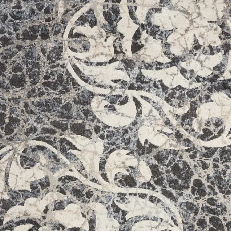 5' X 7' Beige Charcoal and Cream Animal Print Distressed Non Skid Area Rug