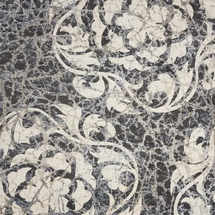 5' X 7' Beige Charcoal and Cream Animal Print Distressed Non Skid Area Rug