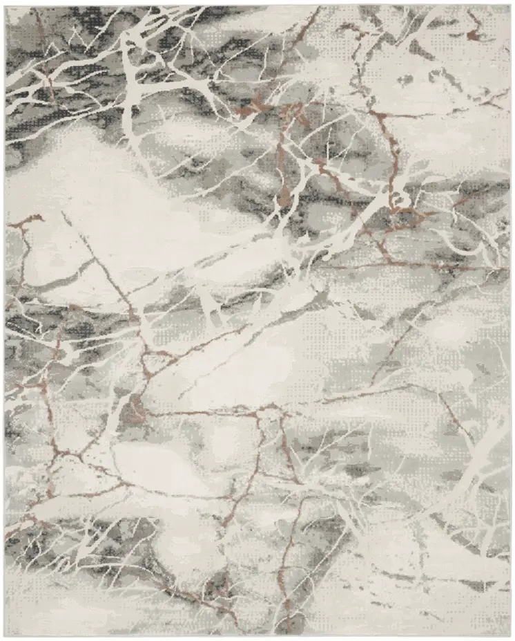 8' X 10' Ivory Black and Gray Abstract Non Skid Area Rug