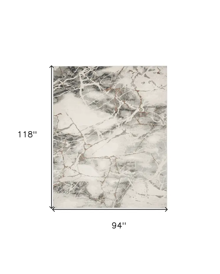8' X 10' Ivory Black and Gray Abstract Non Skid Area Rug