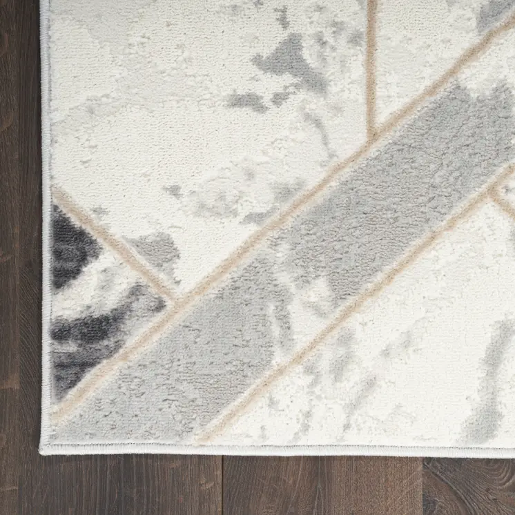 8' X 10' Ivory Black and Gray Abstract Non Skid Area Rug