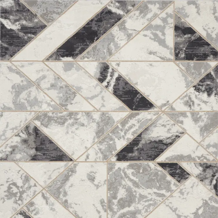8' X 10' Ivory Black and Gray Abstract Non Skid Area Rug
