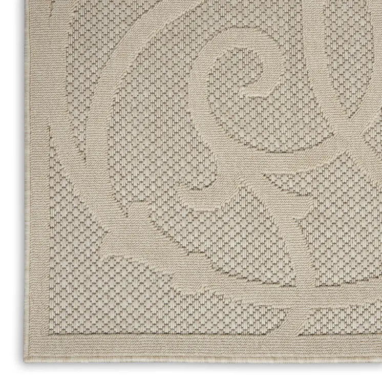 6' X 9' Cream And Beige Trellis Indoor Outdoor Area Rug