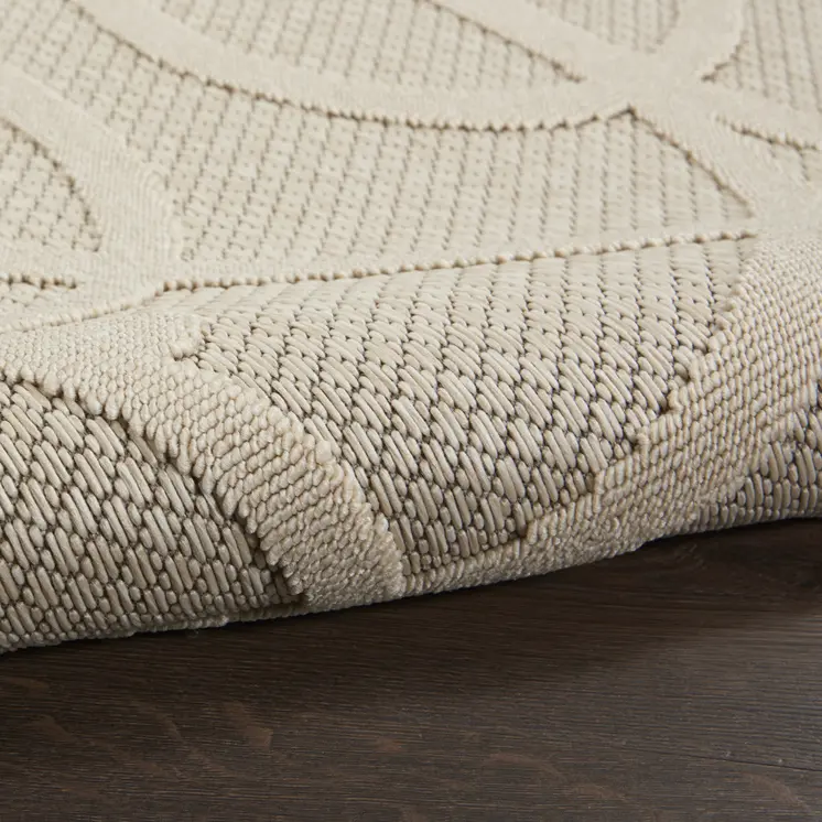 6' X 9' Cream And Beige Trellis Indoor Outdoor Area Rug