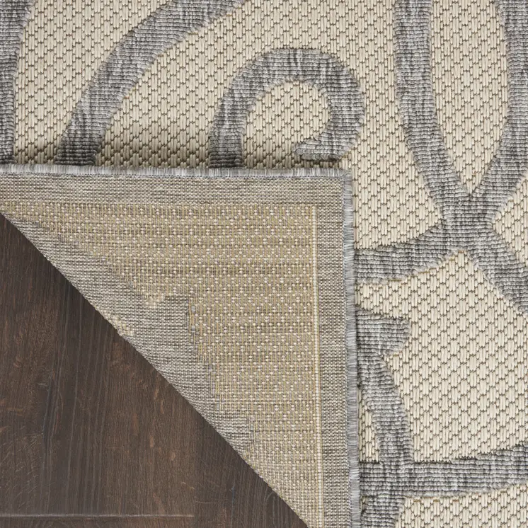 6' X 9' Cream And Gray Trellis Indoor Outdoor Area Rug