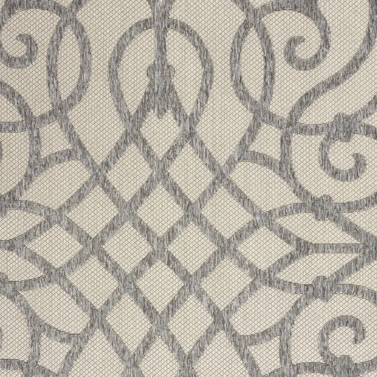 6' X 9' Cream And Gray Trellis Indoor Outdoor Area Rug