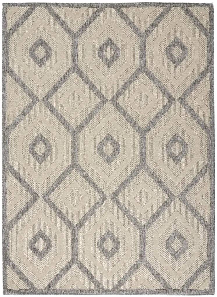 6' X 9' Cream And Gray Geometric Indoor Outdoor Area Rug