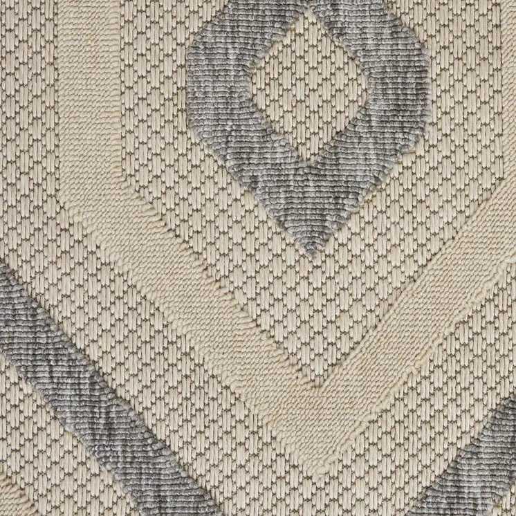 6' X 9' Cream And Gray Geometric Indoor Outdoor Area Rug