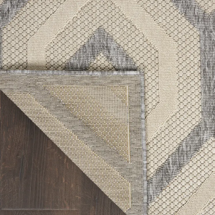6' X 9' Cream And Gray Geometric Indoor Outdoor Area Rug