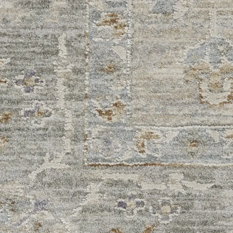 4' X 6' Gray and Dark Gray Floral Power Loom Area Rug