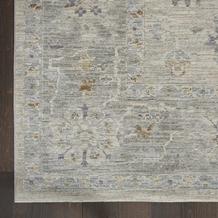 4' X 6' Gray and Dark Gray Floral Power Loom Area Rug