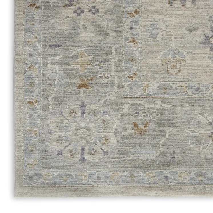 4' X 6' Gray and Dark Gray Floral Power Loom Area Rug