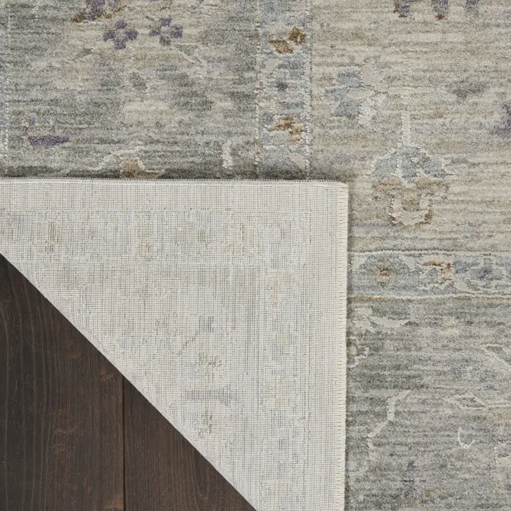 4' X 6' Gray and Dark Gray Floral Power Loom Area Rug