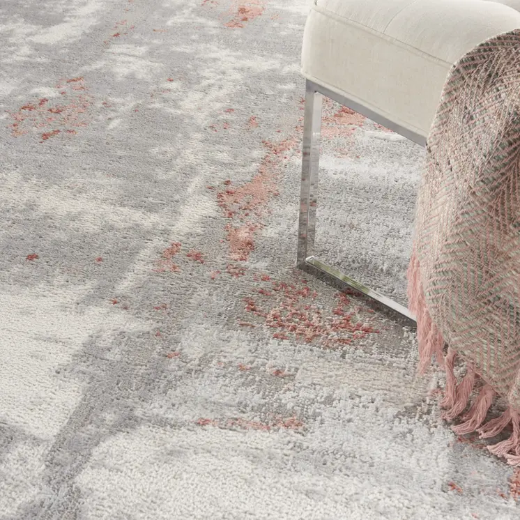 8' X 10' Gray and Red Abstract Non Skid Area Rug