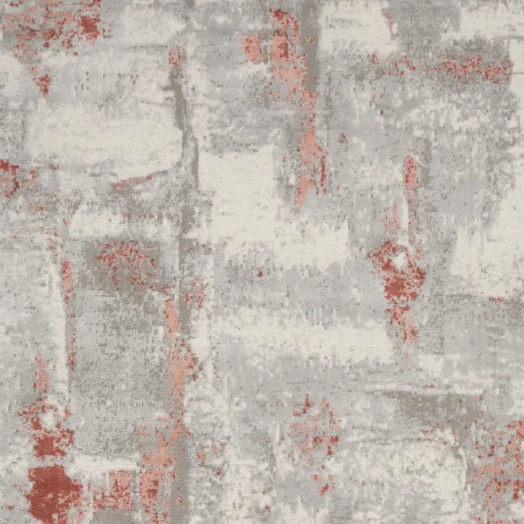 8' X 10' Gray and Red Abstract Non Skid Area Rug