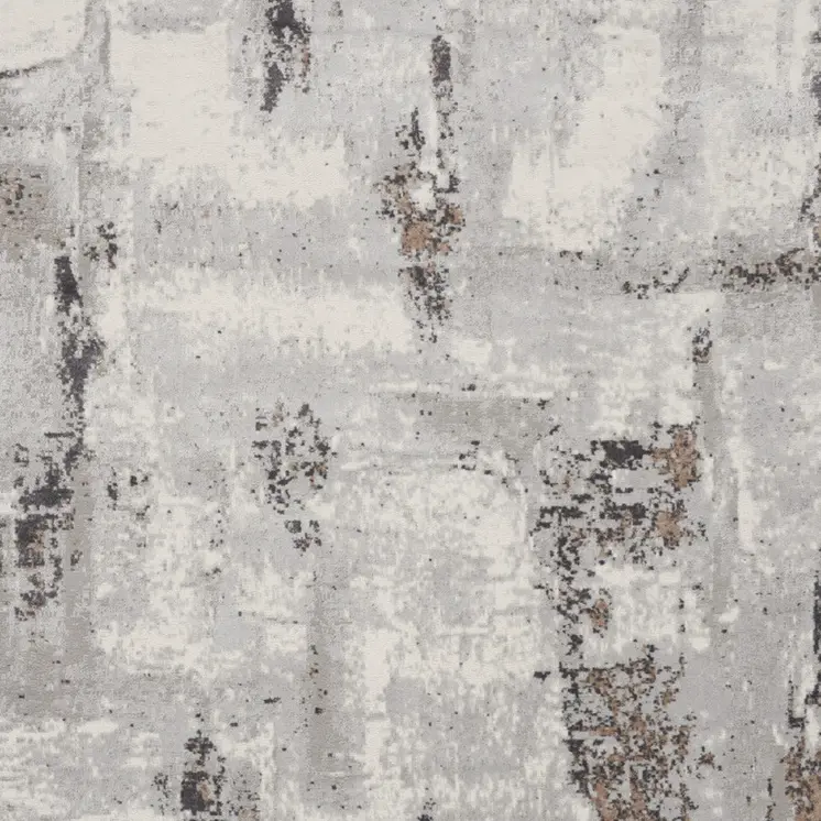 8' X 10' Ivory Black and Gray Abstract Non Skid Area Rug