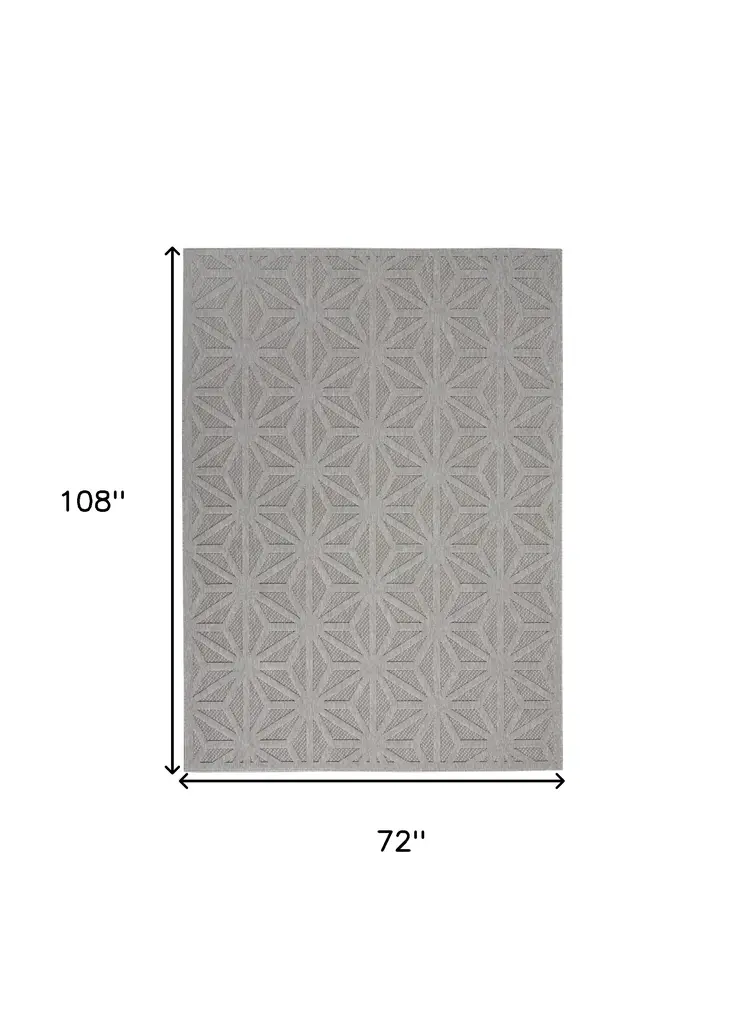 6' X 9' Light Gray And Gray Geometric Indoor Outdoor Area Rug
