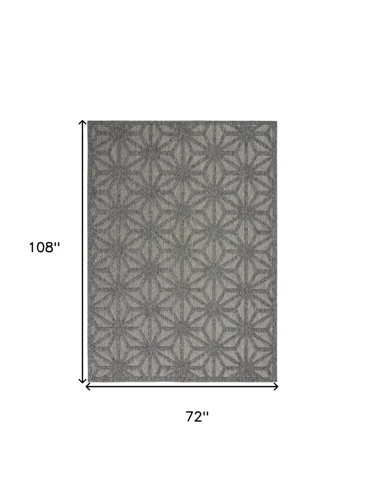 6' X 9' Dark Gray And Light Gray Geometric Indoor Outdoor Area Rug