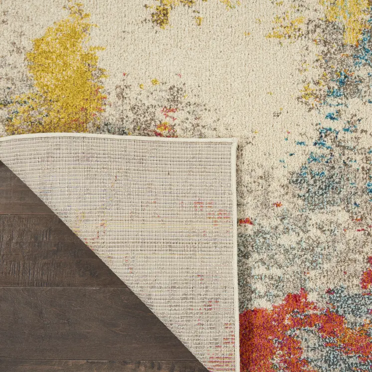 6' X 9' Ivory Abstract Power Loom Area Rug