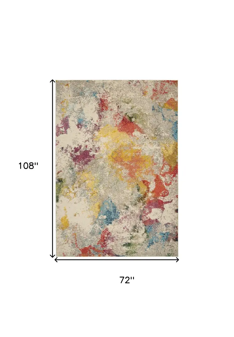 6' X 9' Ivory Abstract Power Loom Area Rug