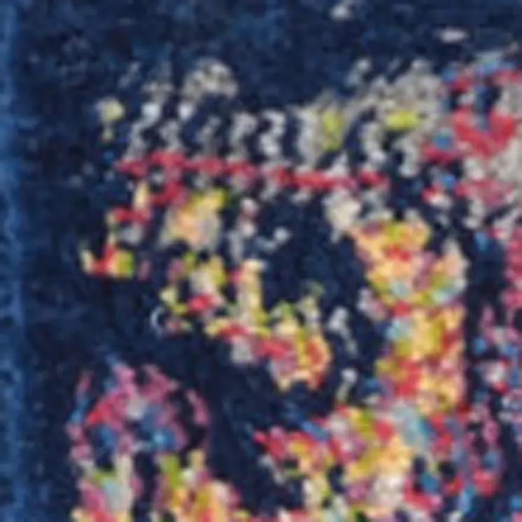 2' X 4' Blue and Yellow Trellis Distressed Non Skid Area Rug