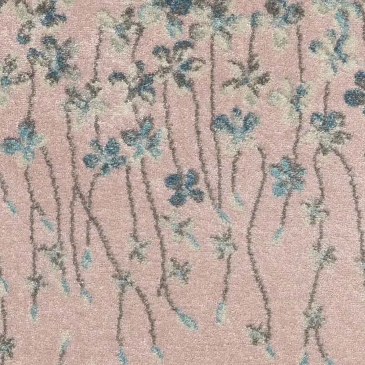 7' Pink Gray and Blue Floral Vines Runner Rug