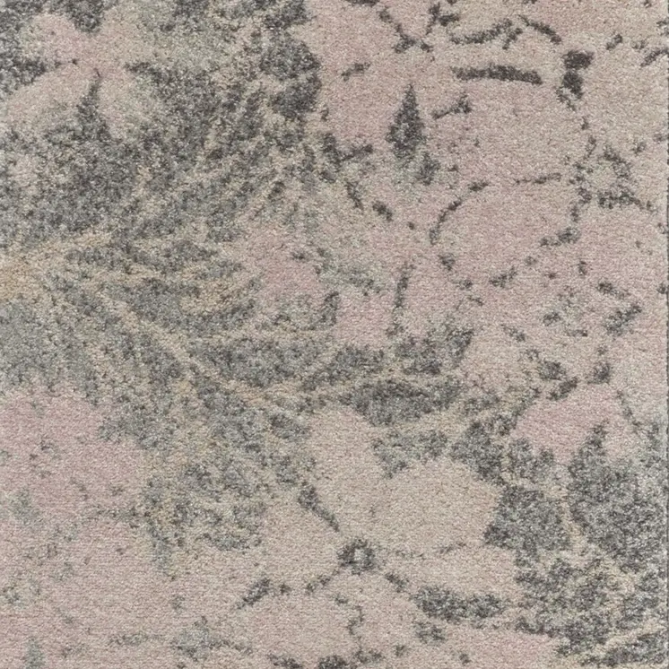7' Gray And Pink Floral Runner Rug