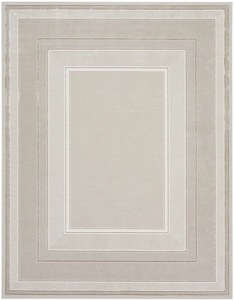 8' X 10' Ivory and Gray Geometric Non Skid Area Rug