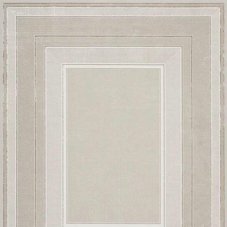 8' X 10' Ivory and Gray Geometric Non Skid Area Rug