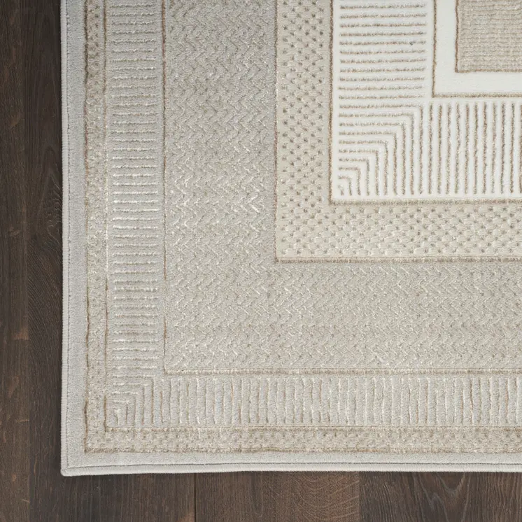 8' X 10' Ivory and Gray Geometric Non Skid Area Rug