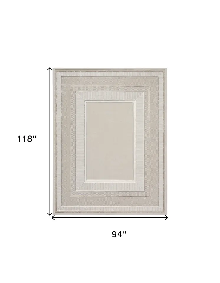 8' X 10' Ivory and Gray Geometric Non Skid Area Rug