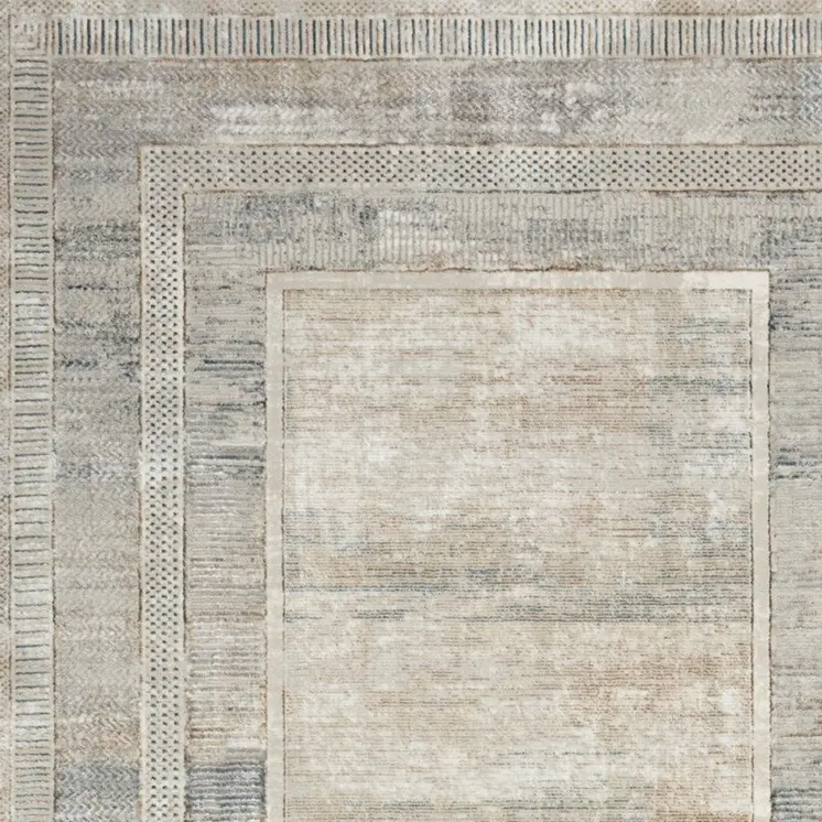 8' X 10' Ivory Blue and Gray Geometric Non Skid Area Rug